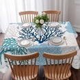 thumbnail image 3 of Navy Blue Coastal Table Cloth Waterproof Tablecloths, Turquoise Coral Ocean Modern Sea Tablecloth Dining Table Cover for Kitchen Party Tabletop Outdoor, Rectangle Tablecloth 52x70 Inch, 3 of 9