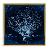 Stupell Industries Vintage Marine Life Coastal Painting Gold Floater Framed Canvas Art Print Wall Art, 18 x 18