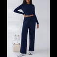 thumbnail image 4 of Conjunto Deportivo Y2K de Dos Piezas para Mujer, con Larga, Top Ajustado y Pantalones Anchos, Ideal para y Otoño Azul Oscuro L, 4 of 8