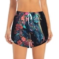 thumbnail image 2 of Pofeuu Colorful Floral Patterned Horse Print Women's Athletic Shorts Running Workout Shorts Tummy Control Quick Dry Gym Shorts with Pockets Double layer sports shorts-Medium, 2 of 7