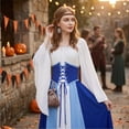 thumbnail image 6 of Renaissance Dress Women, Womens Renaissance Costume, Renaissance Costume, Renaissance Costume Women, Women's Renaissance Medieval Costumes Dress Trumpet Sleeves Gothic Retro Gown, Royal Blue M, 6 of 6