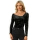 thumbnail image 1 of Camiseta de Terciopelo con Estrellas para Mujer de Manga Larga Sexy para Fiesta Negro L, 1 of 6