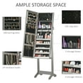 thumbnail image 3 of Lockable Jewelry Armoire with LED Light Standing Mirror with Storage for Bedroom Dressing Room Grey, 3 of 6