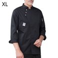 thumbnail image 2 of Chaqueta de chef de moda Chaqueta de chef de manga larga de invierno Botones con bolsillos delanteros Camisas para hombres Trajes profesionales para restaurante Negro XL Inevent LF000332-15, 2 of 7