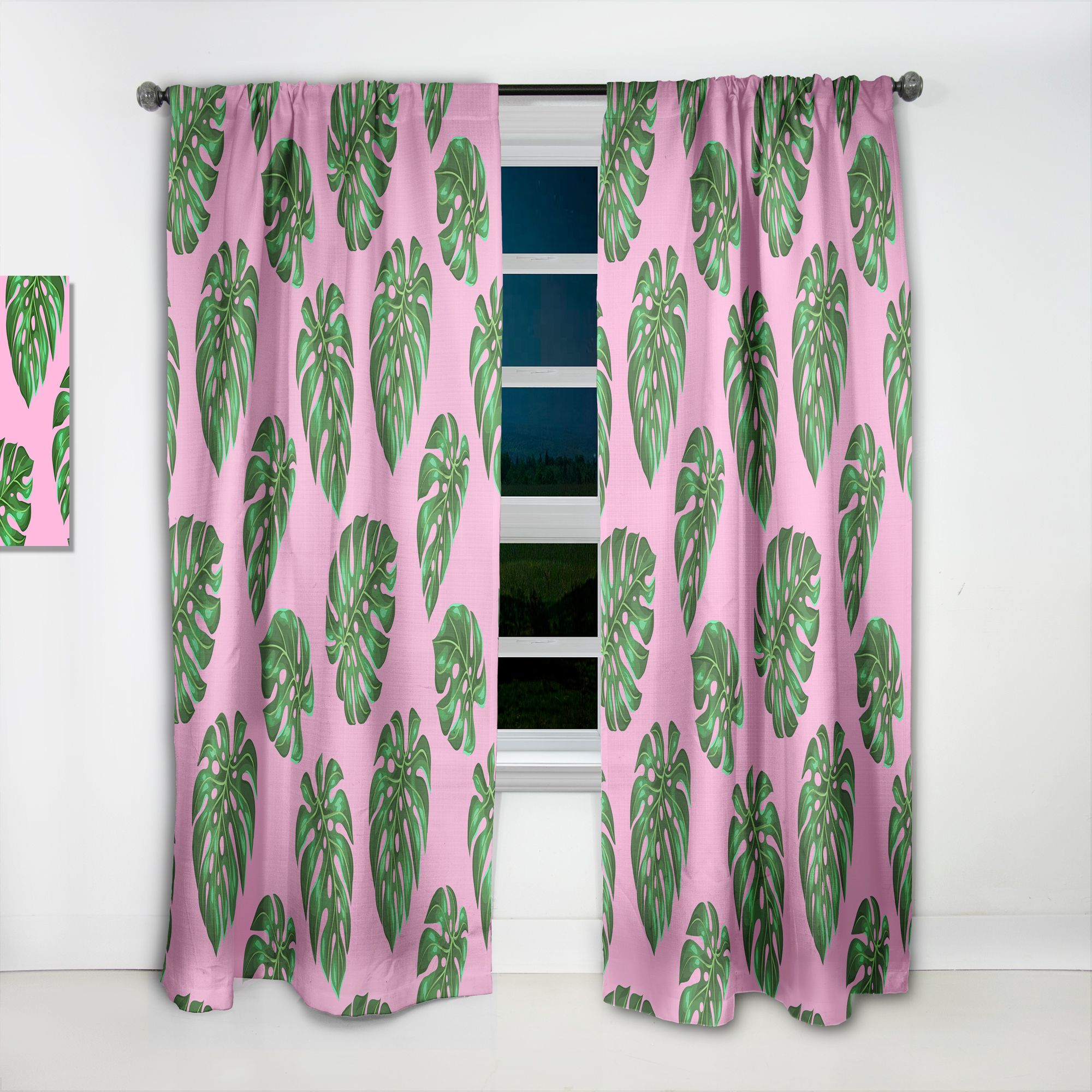 Designart 'Palm Tropical Leaves III' Mid-Century Modern Curtain Panel