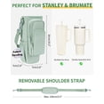 thumbnail image 3 of Insulated Water Bottle Carrier Bag with Strap & Handle for 30oz 40oz Tumbler Cup Holder Pouch with Phone Pocket & Straw Cover, Green, 3 of 7