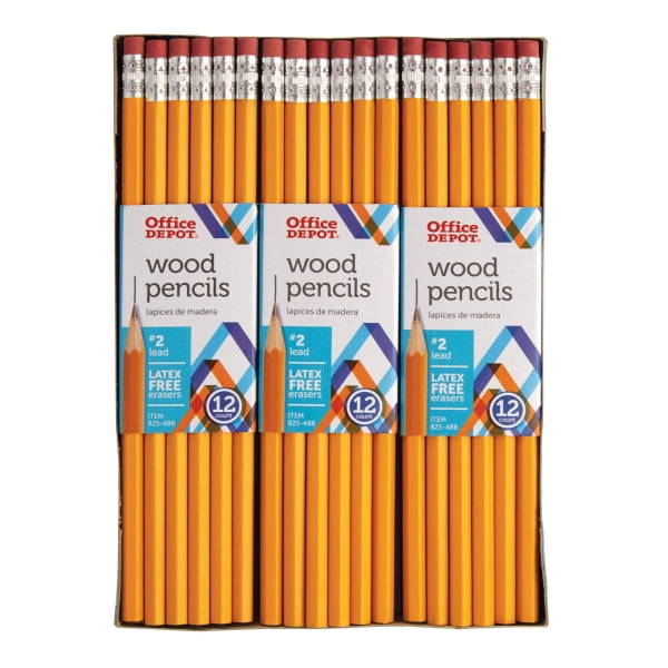 Office Depot® Brand Wood Pencils, 2 HB Medium Lead, Yellow, 12 Pencils