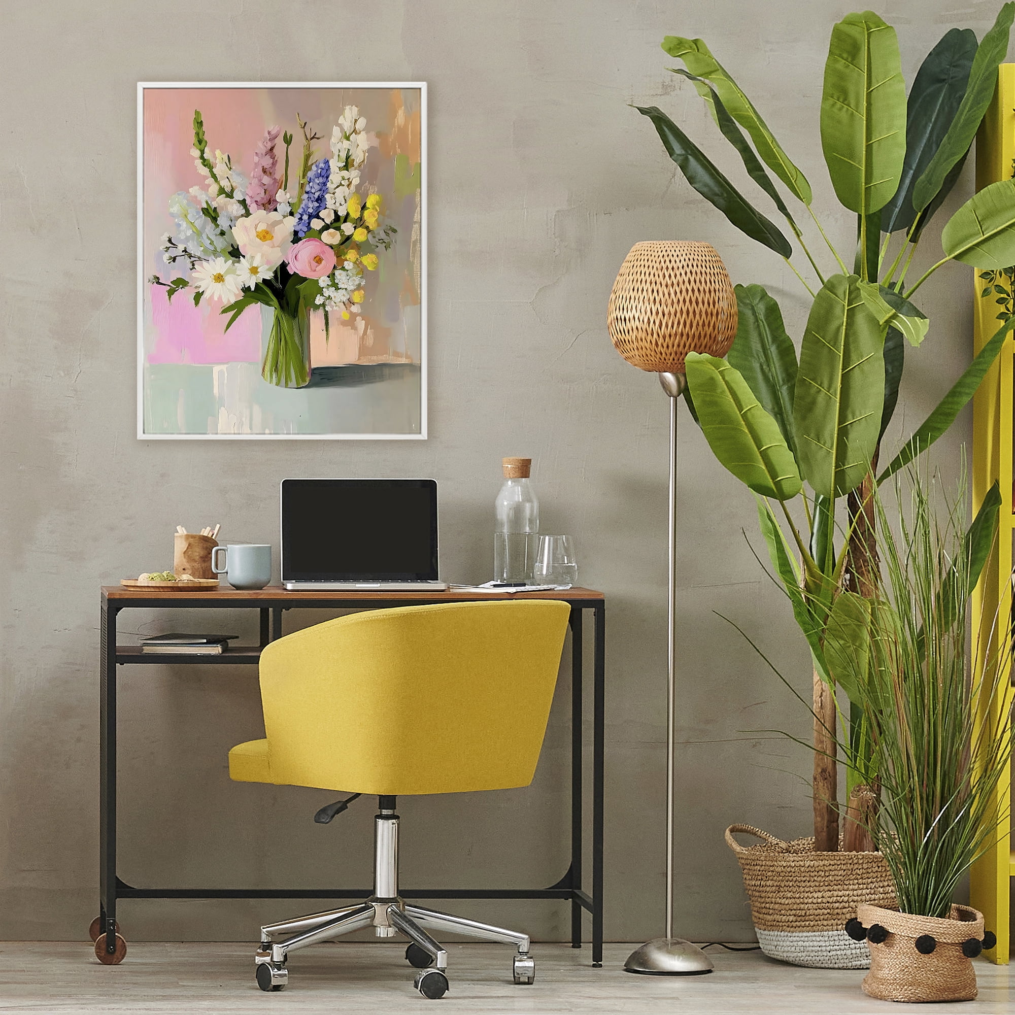 Stupell Industries Glass Vase with Spring Blooms White Framed Giclee Art, design by The Prints Vibe