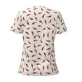 thumbnail image 5 of Wukai Chili Casual V-Neck Graphic Tees for Women: Lightweight and Breathable Summer Tops with Stylish Design-Large, 5 of 8