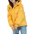 thumbnail image 3 of Women Puffer Jacket Winter Warm Coats Hooded Quilted Jackets with Removable Hood Yellow XXL, 3 of 7
