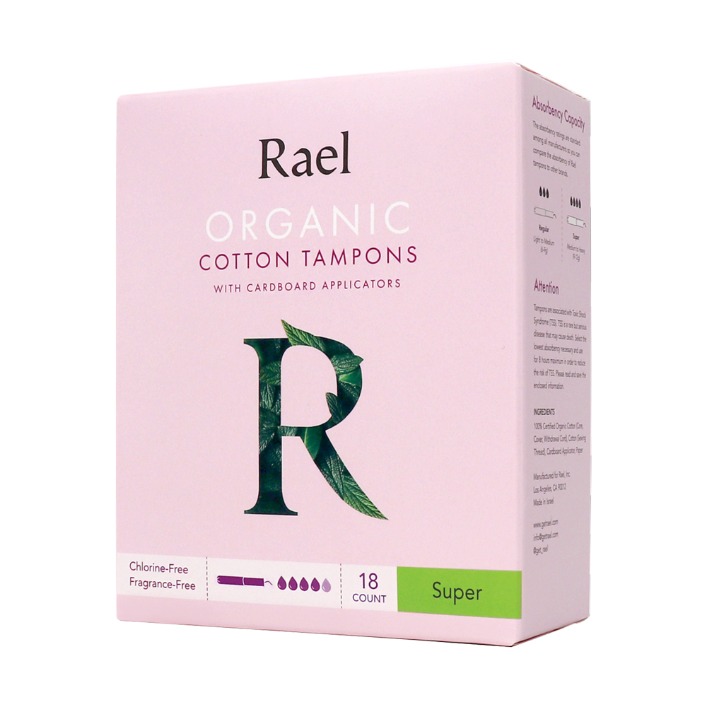 Rael Organic Cotton Super Tampons with Cardboard Applicators