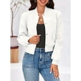 thumbnail image 3 of Long Sleeved Women Button Down Casual Crop Coat Bomber Jacket, 3 of 6