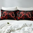 thumbnail image 2 of Erosebridal Gaming Bedding Set Gamer Duvet Cover Twin, Gaming Room Comforter Cover Geometry Honeycomb Print Bedspread Cover, Modern Abstract Plaid Soft Reversible Bedding Red, 2 of 5