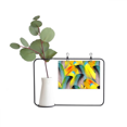 thumbnail image 1 of Feather Colorful Flower Sunlight Metal Picture Frame Cerac Vase Decor, 1 of 3