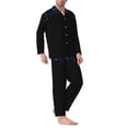 thumbnail image 2 of Daiia Black Blue Glitter Sparkles for Men's Long-Sleeved Pajama Set – Soft & Comfortable Sleepwear Button-Up Pajamas Cozy Lounge Wear-XX-Large, 2 of 7