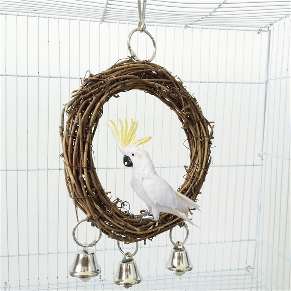 Savlot Parrot Stand Toy Parrot Pet Bird Chew Wooden Toy Hanging Swing Cage Cockatiel Parakeet Cages Pet Platform