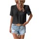 thumbnail image 2 of Xuyuer Lace Patchwork V-Neck Short Sleeve Tee - Women's Solid Color Casual Fashion Top, Affordable and Versatile for Daily Commute, Weekend Gatherings, and Skin-Friendly Comfortable Wear, 2 of 8