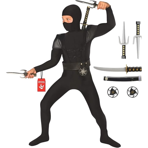 Morph Black Ninja Costume Boys Halloween Costume For Boy Black 3-4 Years