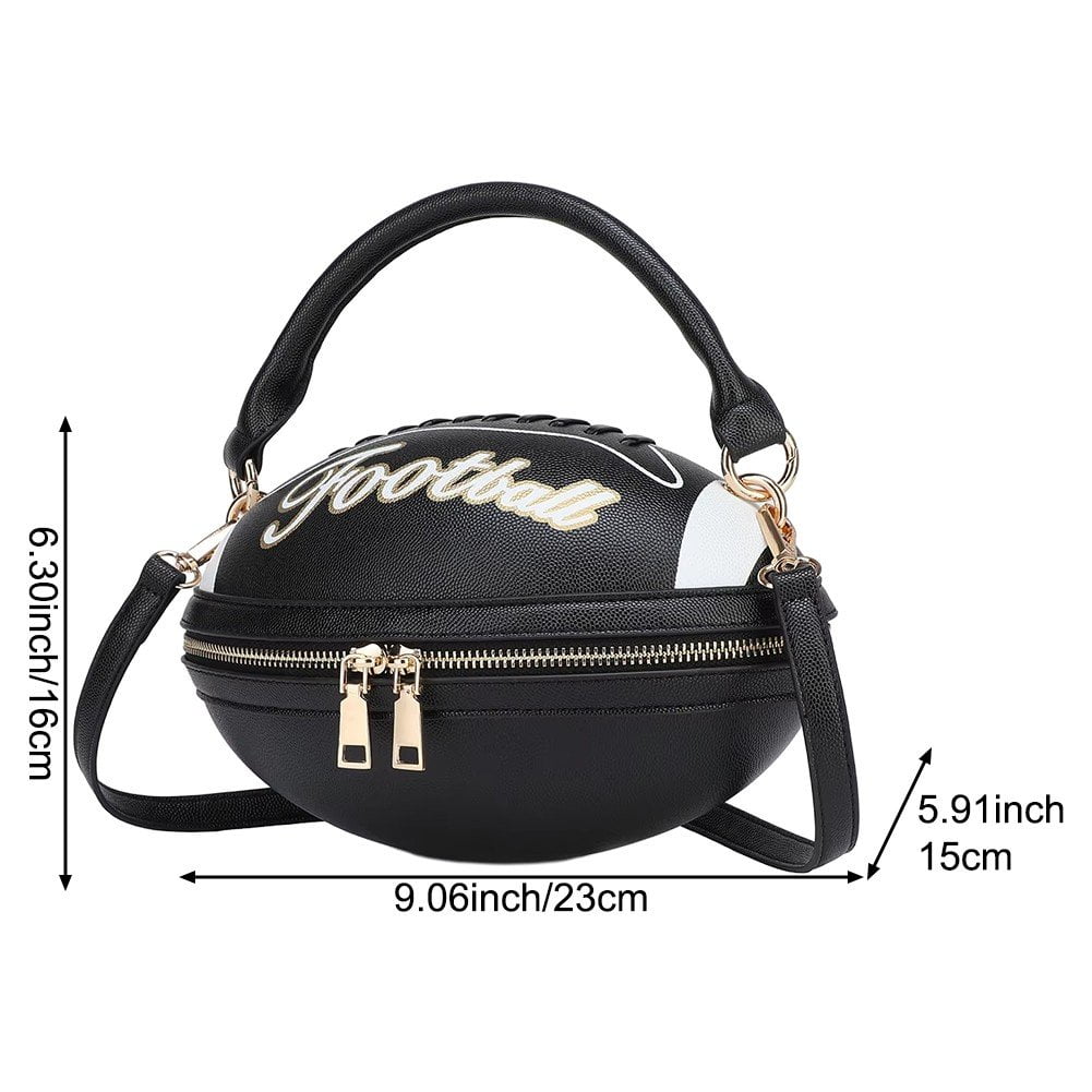 Jiibva Football Shaped Tote Bag Fun Shape Purse for Women Novelty Handbags Chain Crossbody Bag for Teens with Adjustable Shoulder Strap