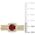 thumbnail image 2 of Everly Women's Created Sapphire Created Ruby Yellow Gold Plated Bridal Set, 2 of 7