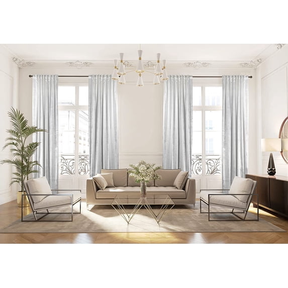 3S Brother's White Extra Long Shiny Velvet Curtains Luxury Colors Light Blocking Hang Back Tab & Rod Pocket 1 Panel Curtain 5-30 Ft Home Décor Custom Made Drapes -Made in Turkey(100"W X 264"L)