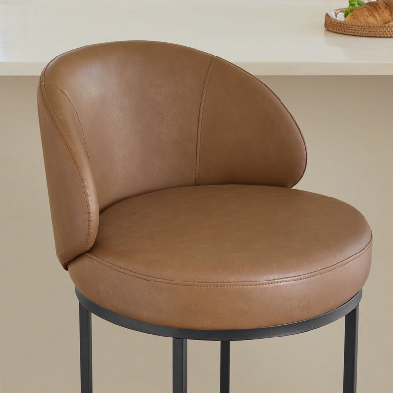 CHITA Upholstered Swivel Counter Bar Stool with Metal Frame and Arched Back