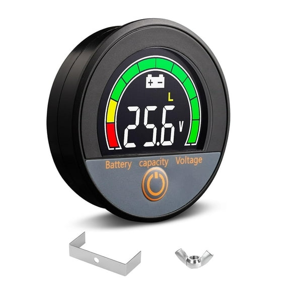12V 24V 48V 60V 84V Waterproof IP67 Battery Capacity Voltage Meter with Backlight LCD and Low-Voltage Alarm for Lithium, Lithium Iron, Lead Acid Batteries in Golf Cart, Car, Motorcycle