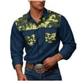thumbnail image 3 of DDAPJ pyju Mens Western Cowboy Shirts Camouflage Button Down Shirt Long Sleeve Work Shirts for Men with Two Pockets Dark Blue XXXXXL, 3 of 6