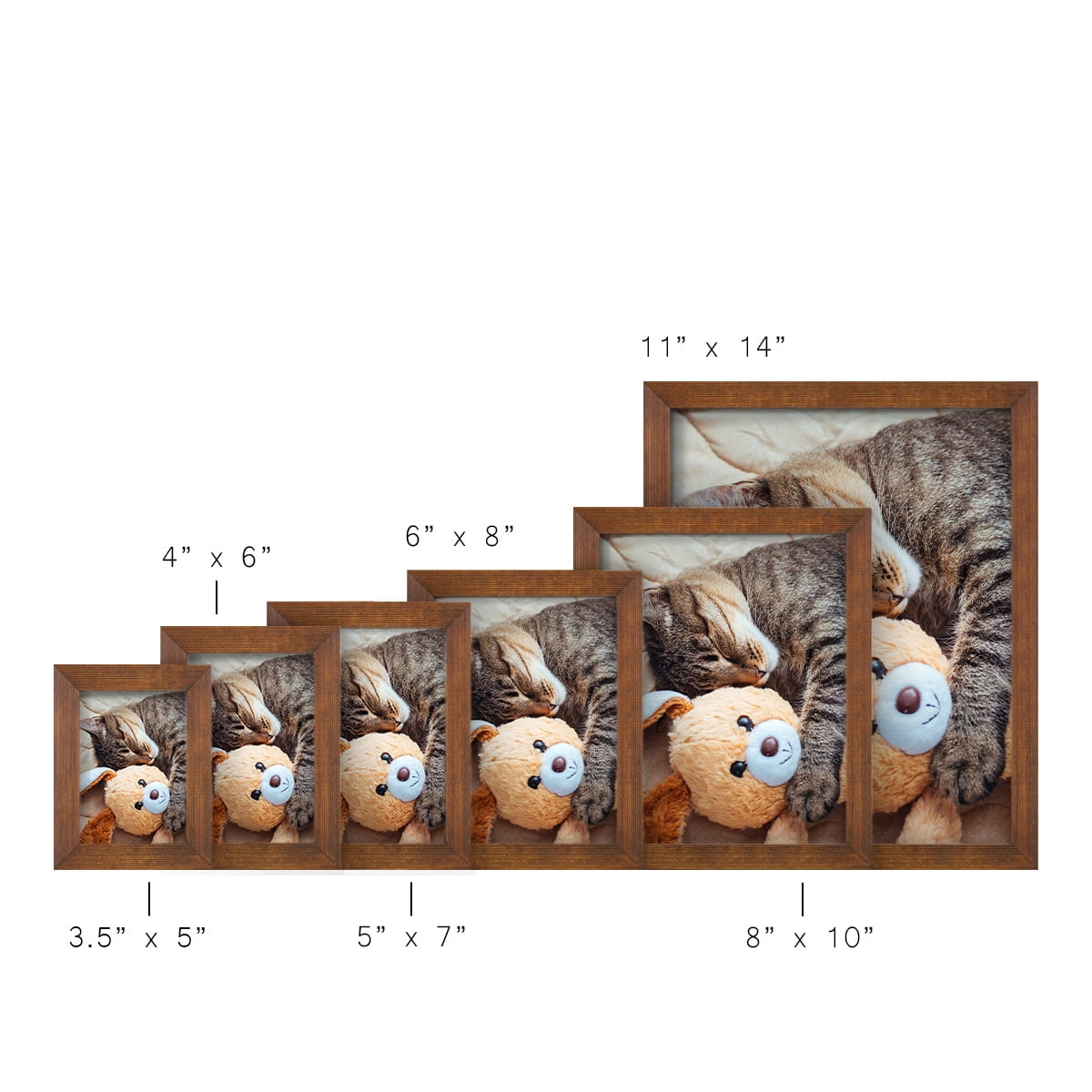 Grooved 3.5 in. x 5 in. Walnut Picture Frame Set (Set of 4)