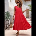 thumbnail image 4 of Vestidos de Verano para Mujer, Sin Mangas, Largos, con Escote en V, Informales, Fluidos y con . Rojo M, 4 of 8