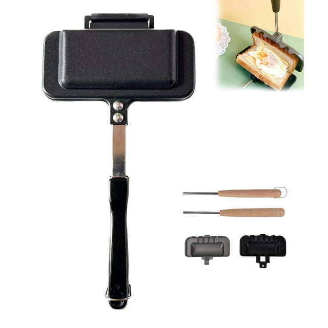 Hot Sandwich Maker, Hot Dog Pocket Maker, Hot Dog Toaster, Double-Sided Removable Sandwich Baking Pan, Non-Stick Hot Dog Toaster, for Breakfast Pancakes, Toast, Rubber handle