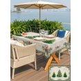 thumbnail image 4 of Outdoor Tablecloth with Umbrella Hole and Zipper, Green Christmas Tree Rectangle Table Cloth 60x102 Inch Waterproof Tablecloth, Xmas Botanical Berry Snowflake Picnic Table Cover for Patio Camping, 4 of 7