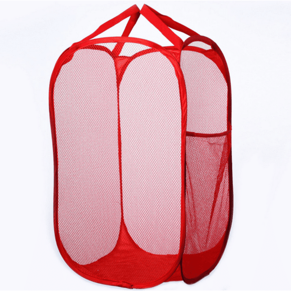 Pop-up laundry basket, 36x36x60cm net, foldable laundry bin with handles, large foldable laundry box, large for toy clothes, red