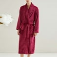 thumbnail image 2 of Womens Soft Warm Robe, Fleece Thick Long Sleeve Bathrobe, Unisex Fall Winter Flannel Pajamas Robes with Pockets M, 2 of 9