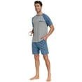 thumbnail image 4 of MINTREUS Men's Pajama Set Short sleeved Round Neck 2-piece Set Men's Shorts Casual Set Raglan Pajamas, 4 of 7