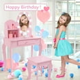 thumbnail image 3 of Kids Vanity Set, Princess Makeup Dressing Table and Stool Playset with Mirror & Drawers, Wooden Pretend Play Set for Girls Ages 4-9, Creative Dress-Up Fun, Birthday Gifts, and Room Decor, 3 of 6