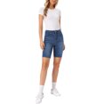 thumbnail image 2 of INSPIRE CHIC Women's Stretchy Mid Rise Bermuda Denim Shorts Blue XL, 2 of 6