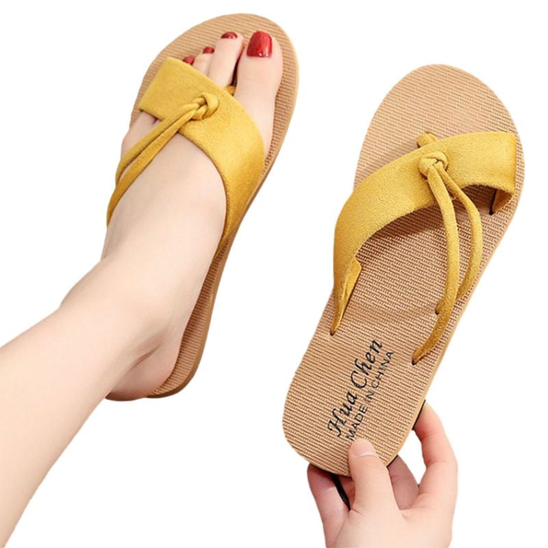 yellow mat flip flops