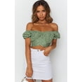 thumbnail image 5 of Summer New Floral Digital Printing Female Sense of A Collar Straps Short-Sleeved Ultra-Short Tops Exposed Umbilical Cord T-Shirt, 5 of 6