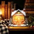 thumbnail image 3 of Lighted Christmas Village House, Wooden Holiday Figurine, Snow Covered Cottage Scene with Layered Architecture and Glowing Windows for Mantel, Painted Wood with LED Light with DetaiLED, 3 of 6