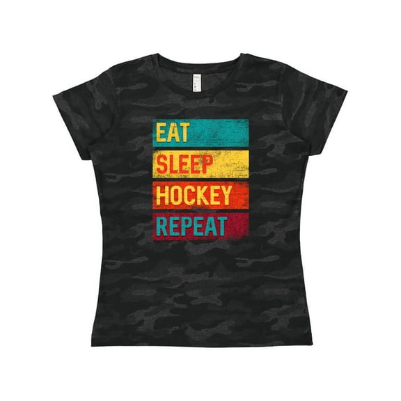 Inktastic Ice Hockey Eat Sleep Hockey Repeat Women's T-Shirt