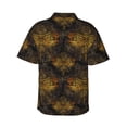 thumbnail image 3 of Daiia Gold Dragonfly Mandala Hawaiian Shirt for Men Gentle Cotton Regular Short Sleeve Casual-Large, 3 of 9