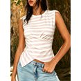 thumbnail image 4 of LMLYSoH Women’s Sleeveless Tank Tops Dot/Stripe Print Summer Crew Neck Draped Front Slim Fit Vest, 4 of 7