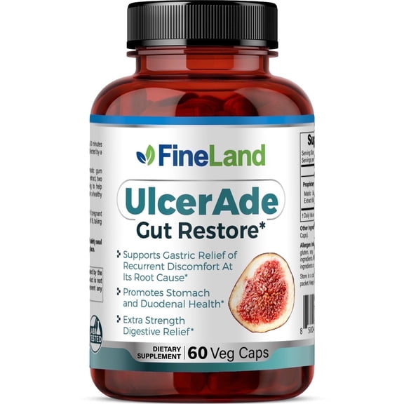 Fineland Vitamins UlcerAde Digestive Support Capsules, 60 Count