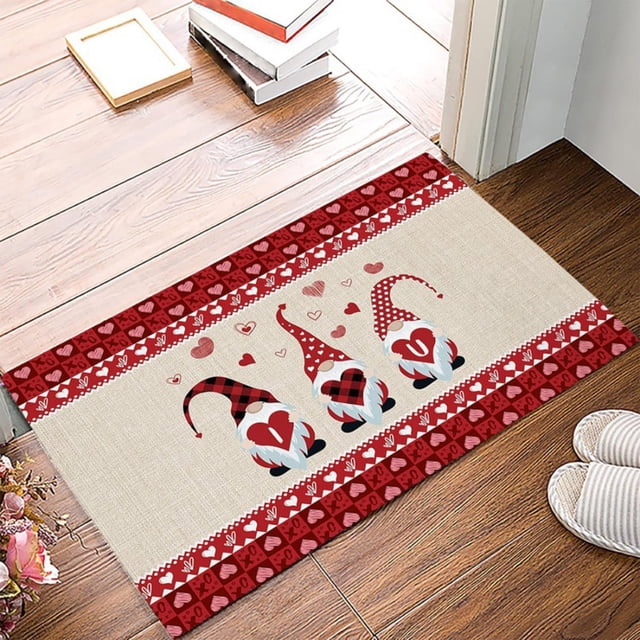 SuoKom Valentine's Day Kitchen Rugs Non-Slip Absorbent Home Kitchen Rugs and Door Mats Love Heart Decorative Kitchen Floor Mat