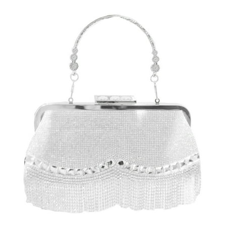 

GHOONEY Tassel Dinner Bag for Rhinestone Sparkly Messenger Bag Wedding Bridal Clutch Pur