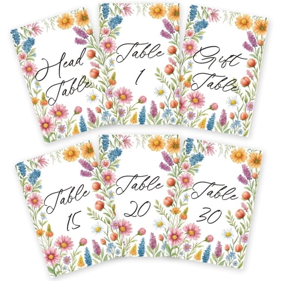 32 Pcs Wedding Table Numbers Cards 1-30 Daisy Border Double Sided Wedding Table Numbers Signs with Head and Gift Table Card Party Multi-color