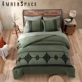 thumbnail image 5 of Amberspace Embroidery 7-piece Bed in a Bag Queen Comforter Set with Sheets,Olive Green, 5 of 9