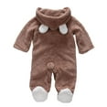 thumbnail image 3 of URMAGIC Baby Fleece Jumpsuit Outfit Hooded Coat Winter Infant Footie Rompers Toddler Clothing Bodysuit 0-12 Months, 3 of 18