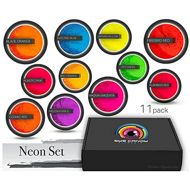 Eye Candy Pigments Neon Mica Pigment Powder Set - Mica Powder for Epoxy Resin Art - Woodworking - Nail Polish - Bath Bombs - Pigment Powder Variety